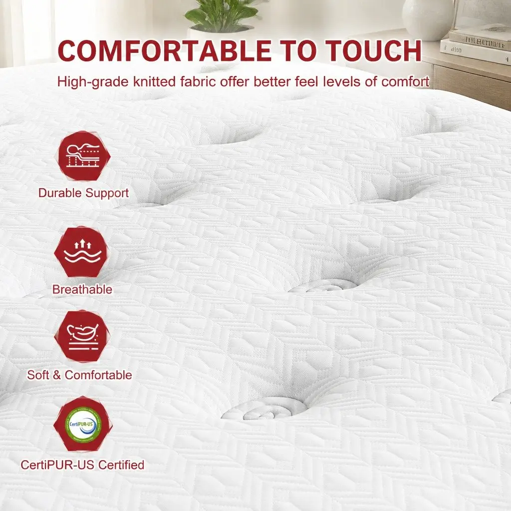 Single Bed Frame and Hybrid Mattress Set