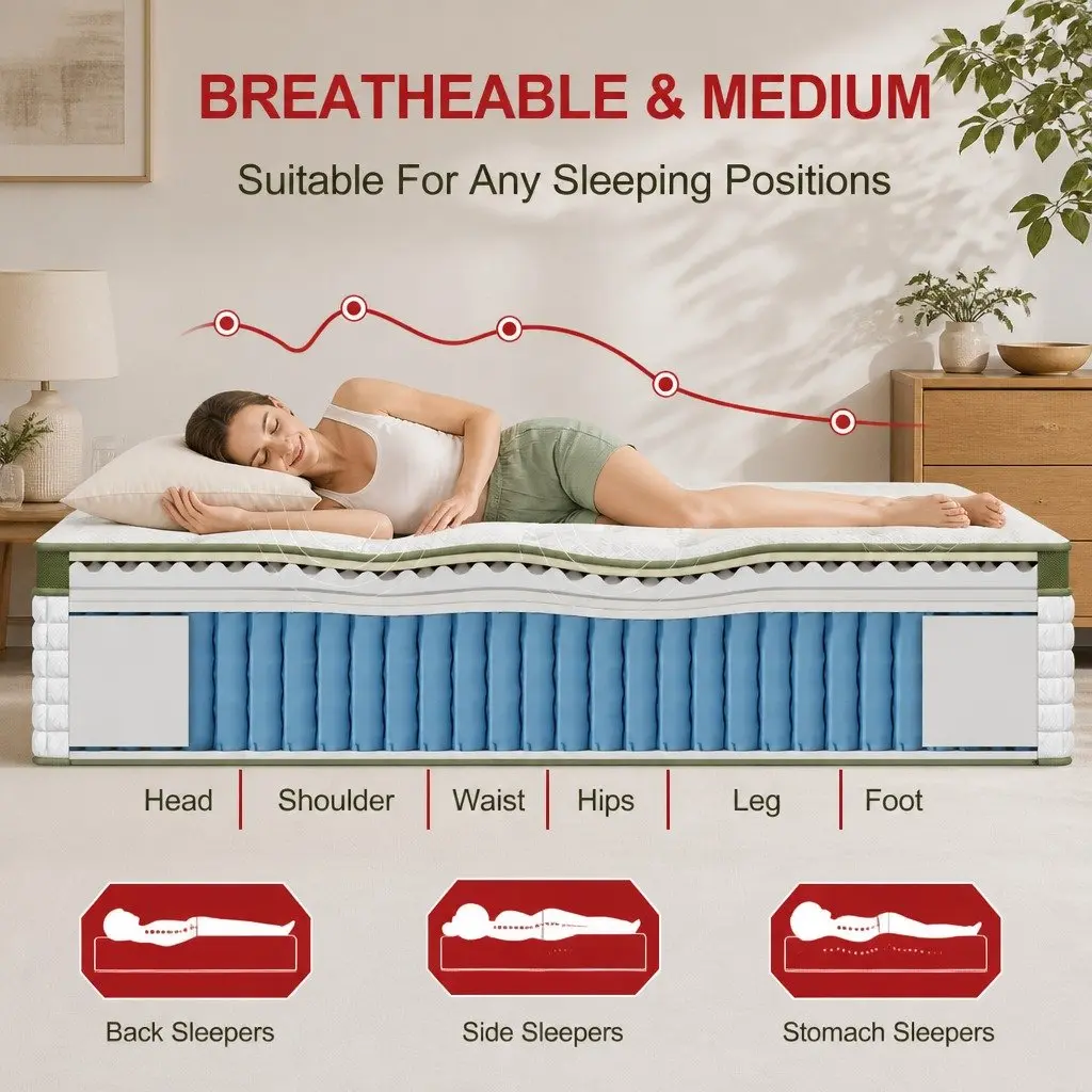Single Bed Frame and Hybrid Mattress Set