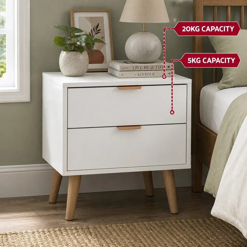 Double Bed Frame Pink Velvet with Scallop Headboard and 2 Drawer Bedside Table Set