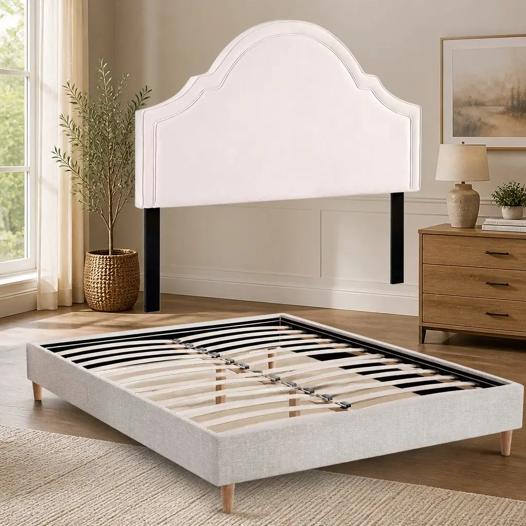 Queen Bed Frame with Scalloped Headboard