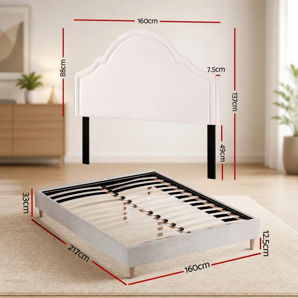 Queen Bed Frame with Scalloped Headboard