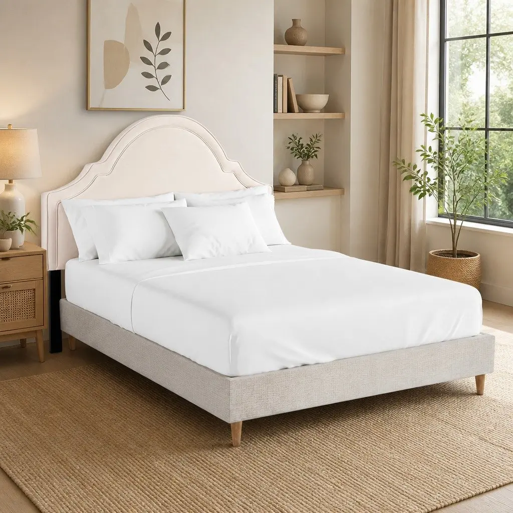 Queen Bed Frame with Scalloped Headboard
