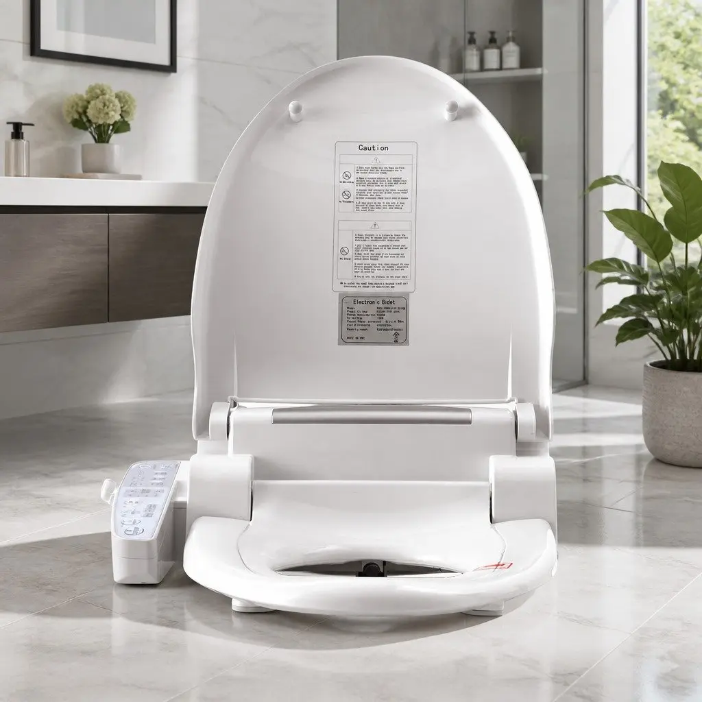 Electric Bidet Toilet Seat White Smart Control Panel Auto Wash Dry