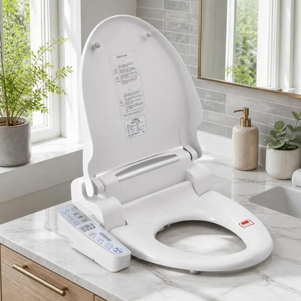 Electric Bidet Toilet Seat White Smart Control Panel Auto Wash Dry