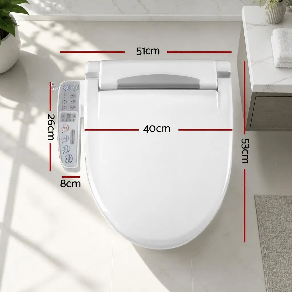 Electric Bidet Toilet Seat White Smart Control Panel Auto Wash Dry