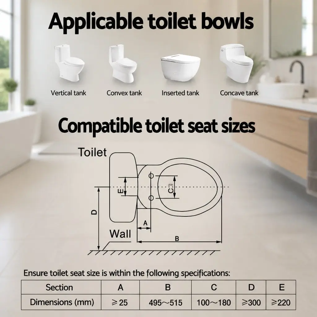 Electric Bidet Toilet Seat White Smart Control Panel Auto Wash Dry