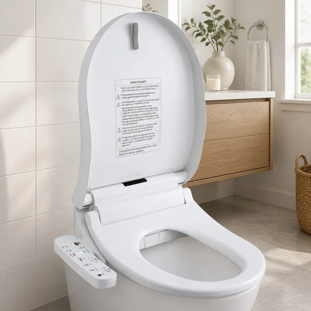 Electric Bidet Toilet Seat Cover White D-Shape Heated Wash Dryer