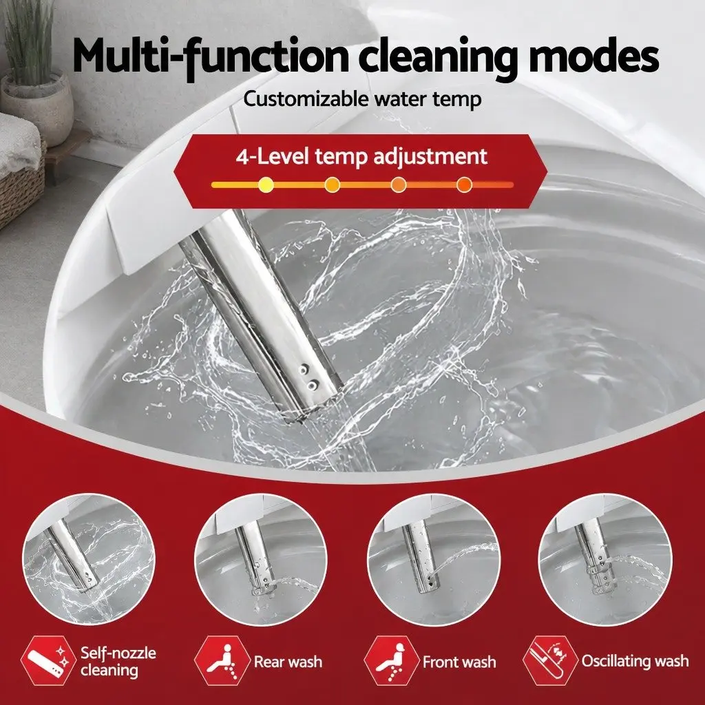 Electric Bidet Toilet Seat Cover White D-Shape Heated Wash Dryer