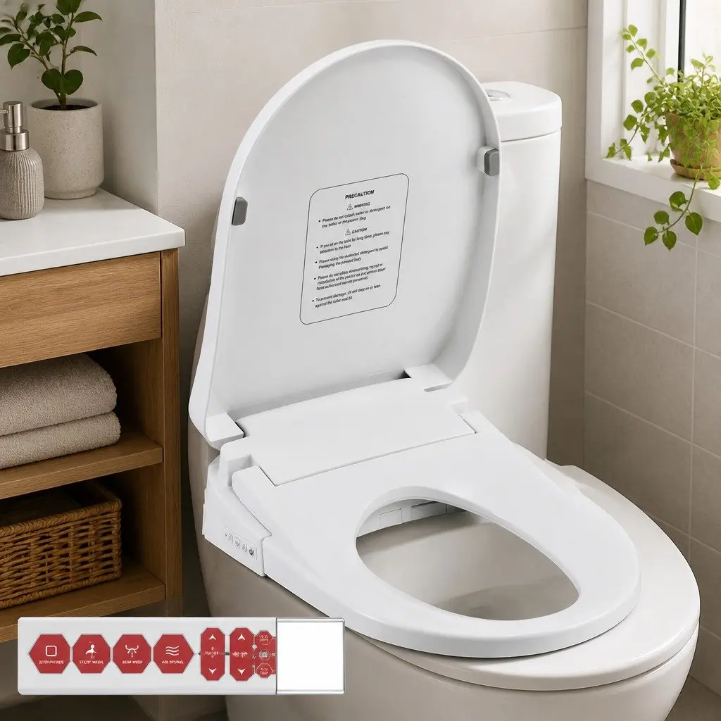 Electric Bidet Toilet Seat White Wireless Remote Heated Dryer Auto Wash