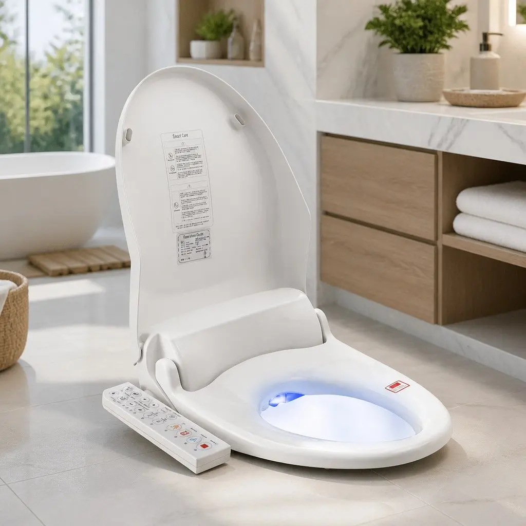 Electric Bidet Toilet Seat White V Shape Smart Bidet with Multiple Wash Modes Temperature Controls and Self Cleaning Nozzle