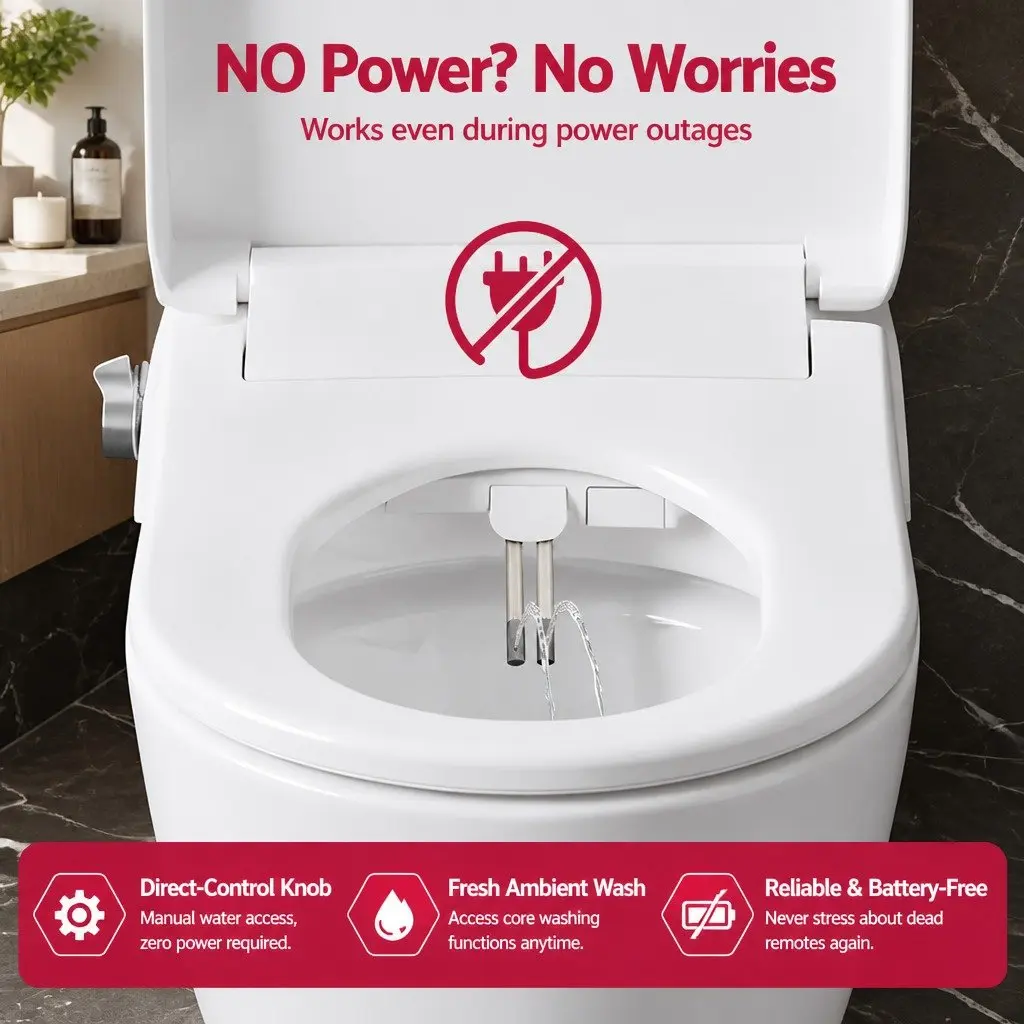 Electric Bidet Toilet Seat White D-Shape Heated Seat Warm Water Air Dryer