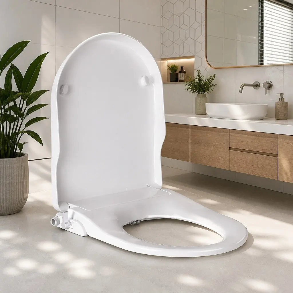 Non Electric Bidet Toilet Seat Cover U Shape White 49cm x 36cm Automatic Water Wash Dry Self Cleaning Nozzle