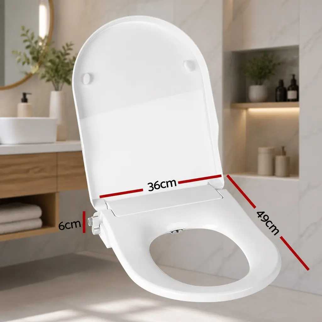 Non Electric Bidet Toilet Seat Cover U Shape White 49cm x 36cm Automatic Water Wash Dry Self Cleaning Nozzle