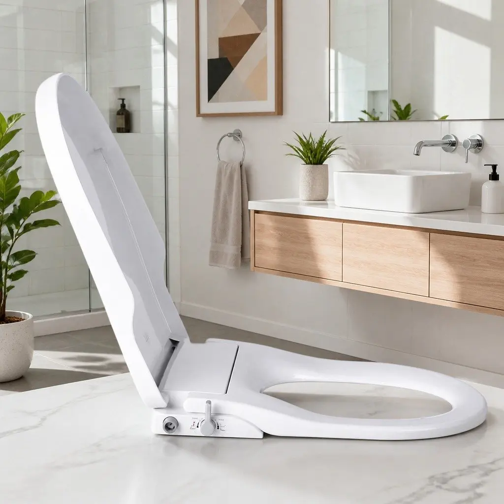 Non Electric Bidet Toilet Seat Cover U Shape White 49cm x 36cm Automatic Water Wash Dry Self Cleaning Nozzle