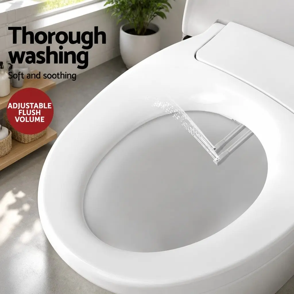 Non-Electric Bidet Toilet Seat White O-Shape Automatic Water Spray Wash Knob Control