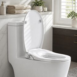 Non-Electric Bidet Toilet Seat O-Shape Dual Nozzle Soft Close Quick Release DIY