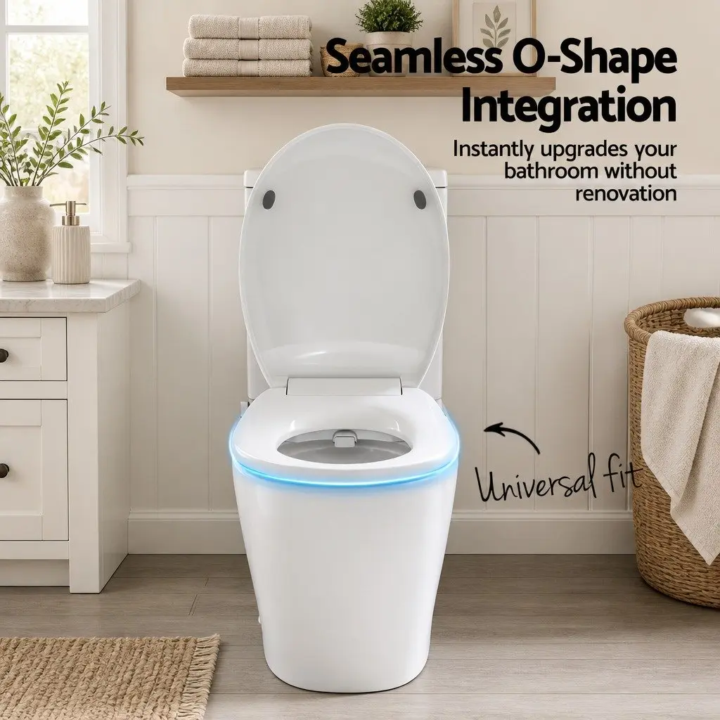 Non-Electric Bidet Toilet Seat White O-Shape Dual Nozzle Soft Close Quick Release