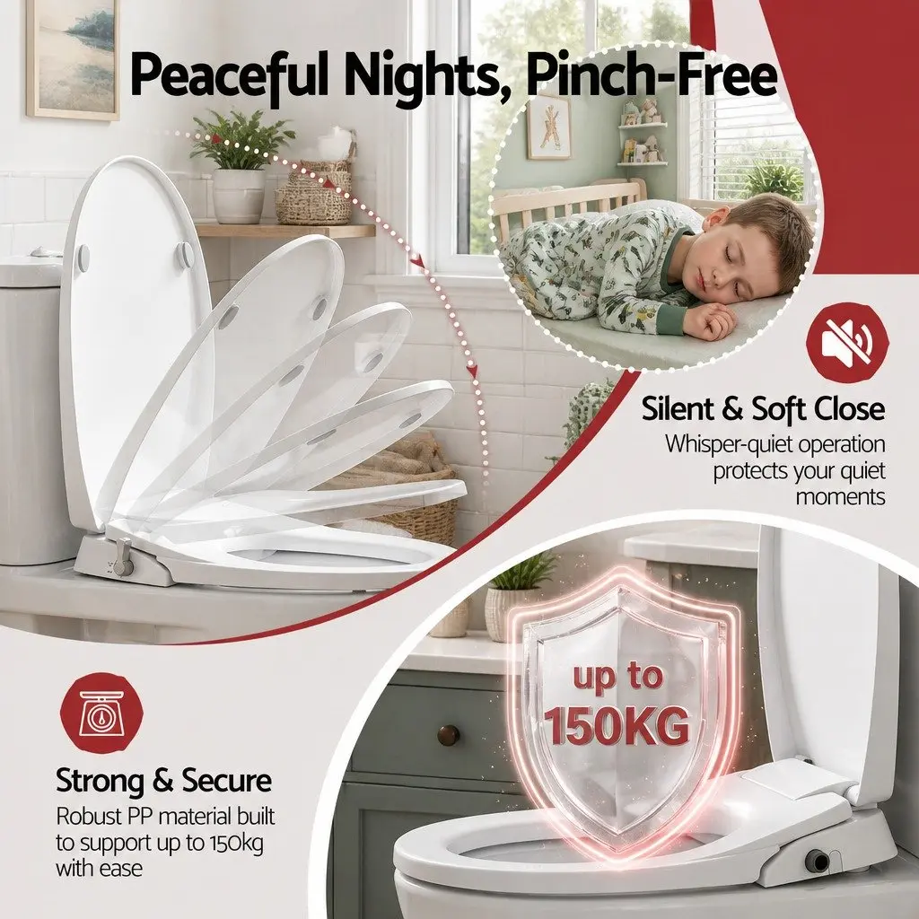 Non-Electric Bidet Toilet Seat White O-Shape Dual Nozzle Soft Close Quick Release