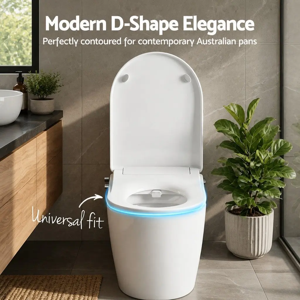Non-Electric Bidet Toilet Seat White D-Shape Dual Nozzle Soft Close Quick Release