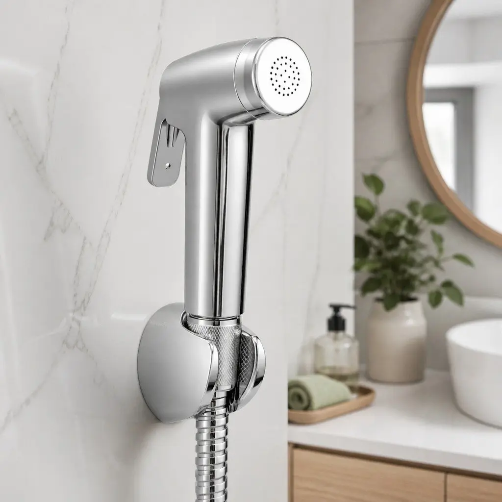 Handheld Bidet Sprayer Silver 1.5m Stainless Steel Hose Adjustable Water Pressure