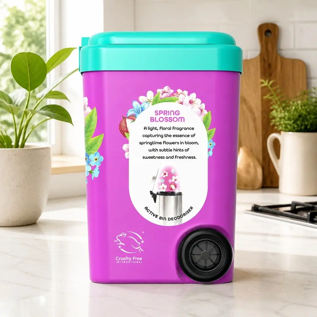 Household Bin Odour Neutraliser Fresh Spring Blossom 450g Powder x2 Fine Powder Fragrance