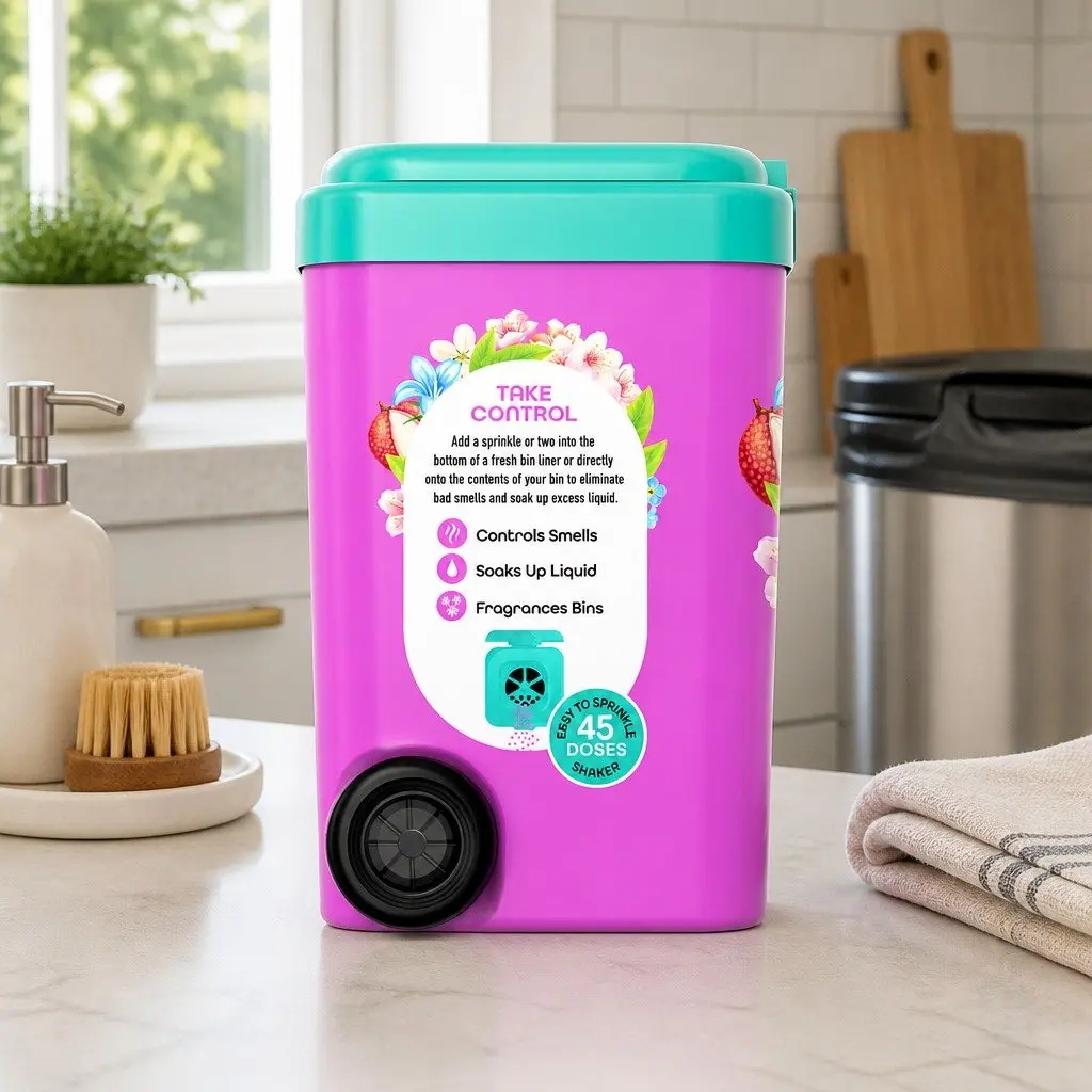 Household Bin Odour Neutraliser Fresh Spring Blossom 450g Powder x2 Fine Powder Fragrance