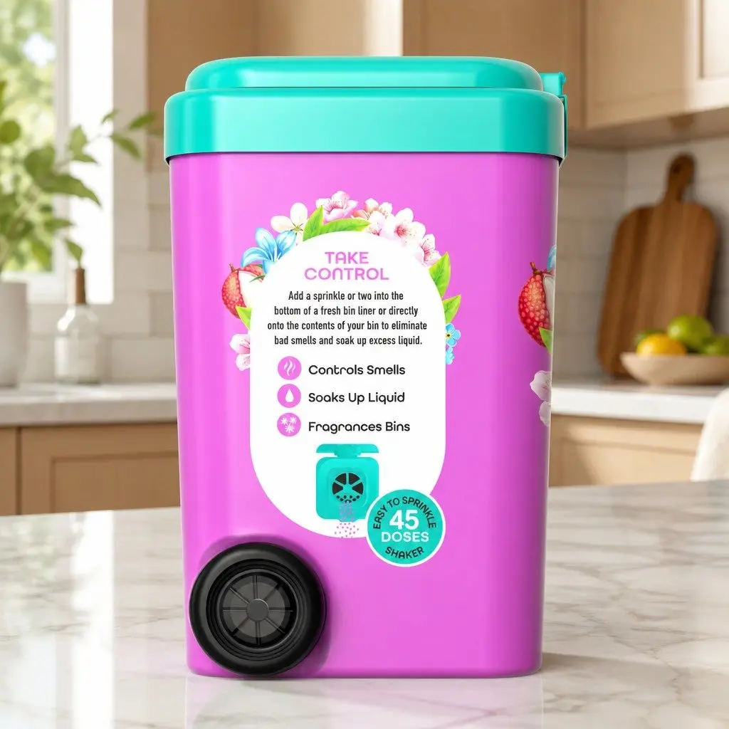 Household Bin Odour Control Neutraliser Fresh Spring Blossom 450g Fine Powder