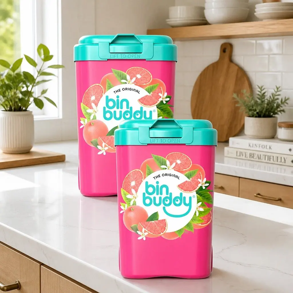Fresh Pink Grapefruit Powder 450g Odour Neutraliser for Household Bins 2 Piece