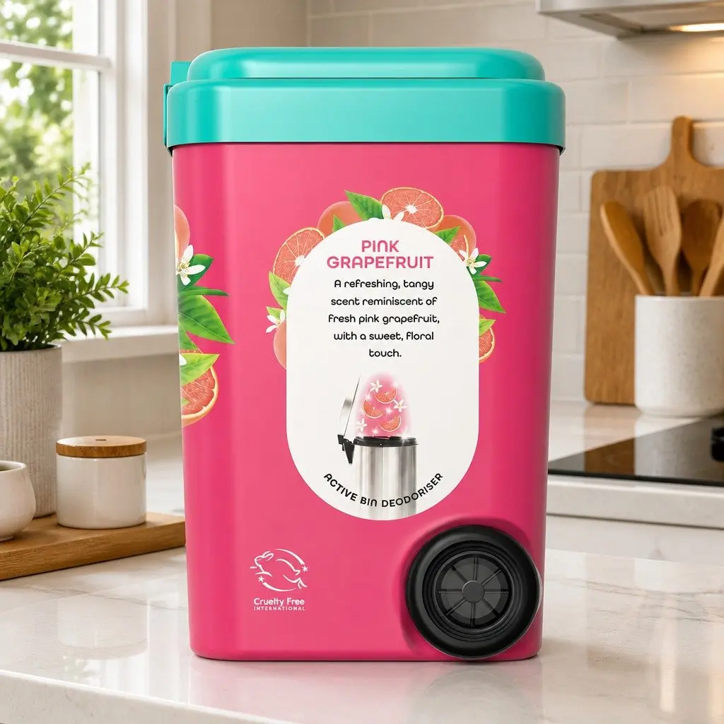 Fresh Pink Grapefruit Powder 450g Odour Neutraliser for Household Bins 2 Piece
