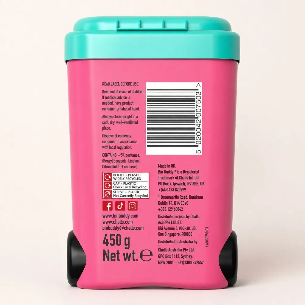 Fresh Pink Grapefruit Powder 450g Odour Neutraliser for Household Bins 2 Piece