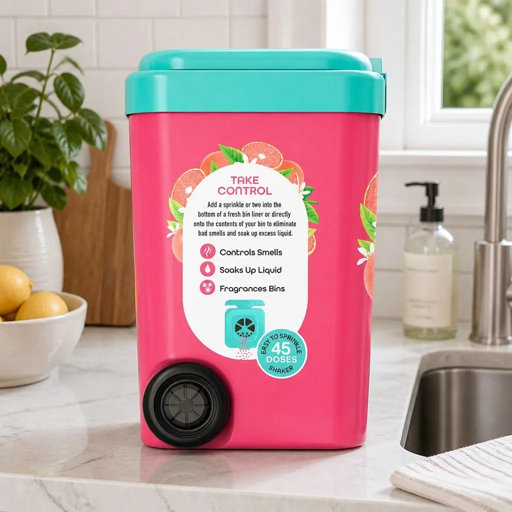 Odour Neutraliser Powder Fresh Pink Grapefruit 450g Absorbs Liquids
