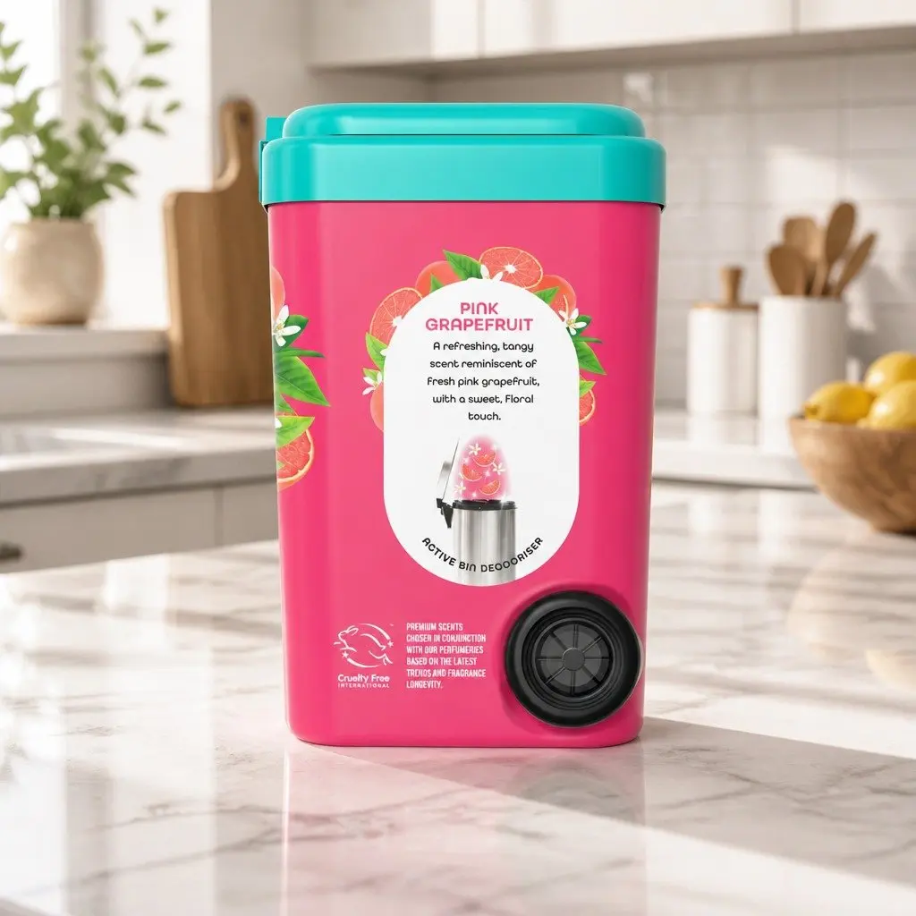 Odour Neutraliser Powder Fresh Pink Grapefruit 450g Absorbs Liquids Reduces Bin Smells