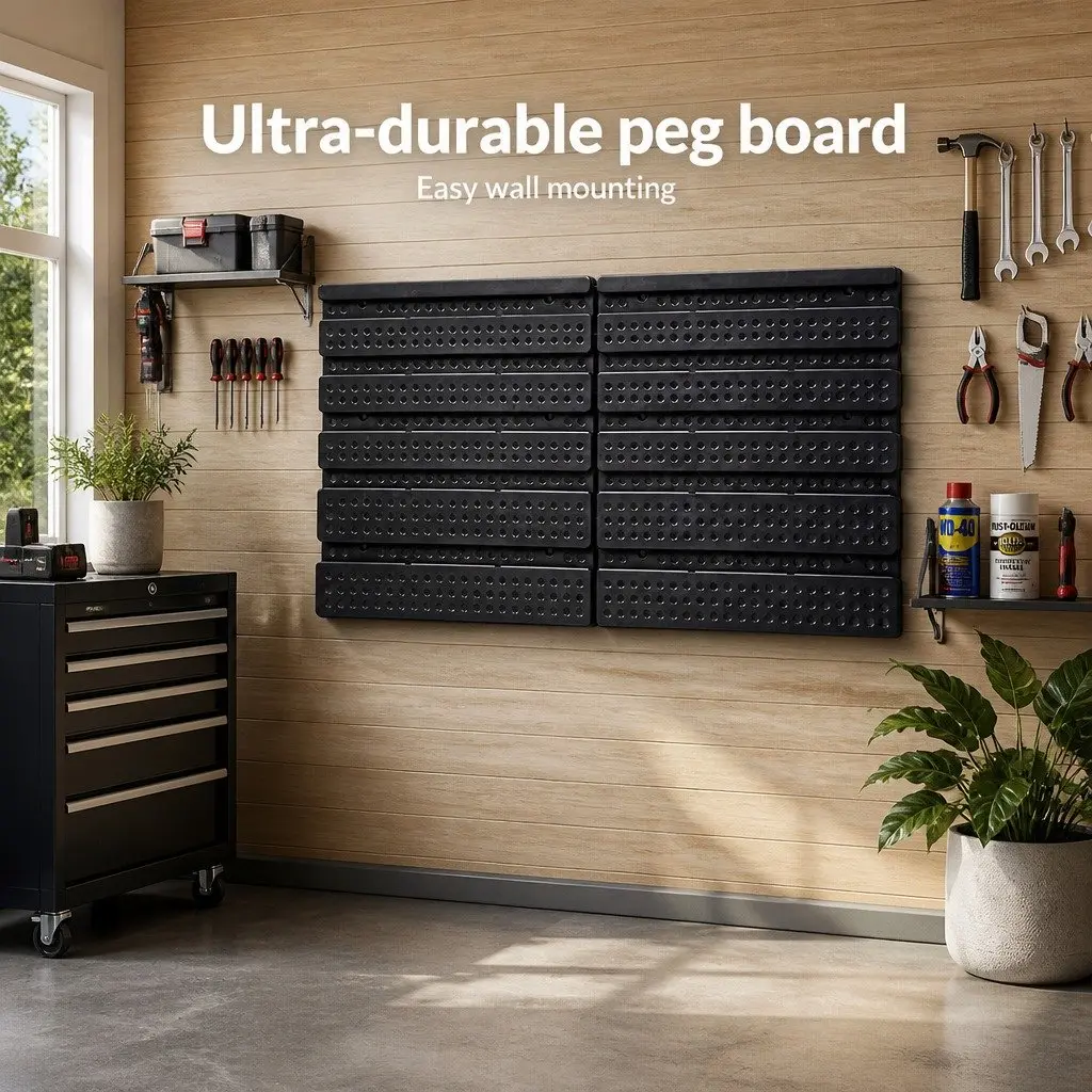 60 Bin Wall Storage Rack Grey Detachable Bins Pegboard System Heavy Duty