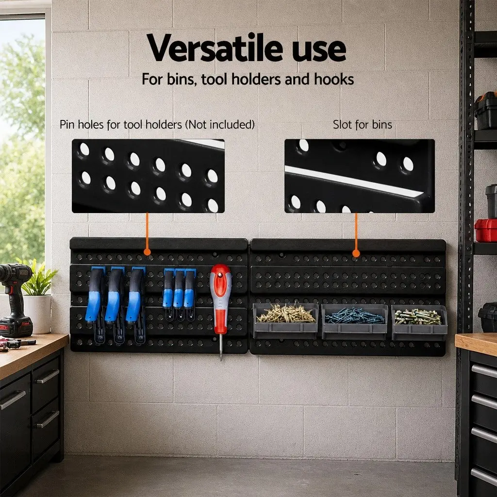 Wall Mounted Storage Rack Blue 30 Bin Detachable Tool Holder Organiser