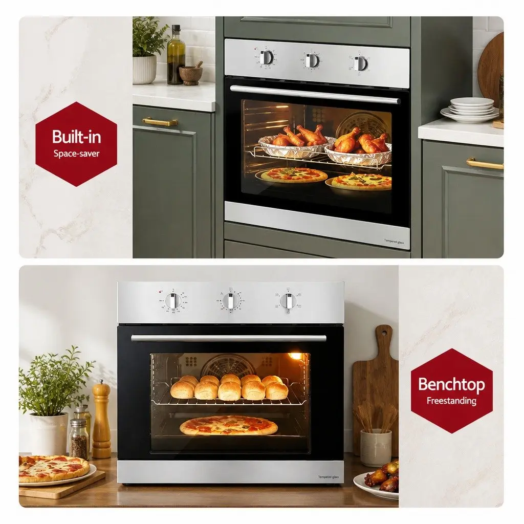 60cm Electric Built-in Wall Oven 70L Silver Stainless Steel Kitchen Appliance