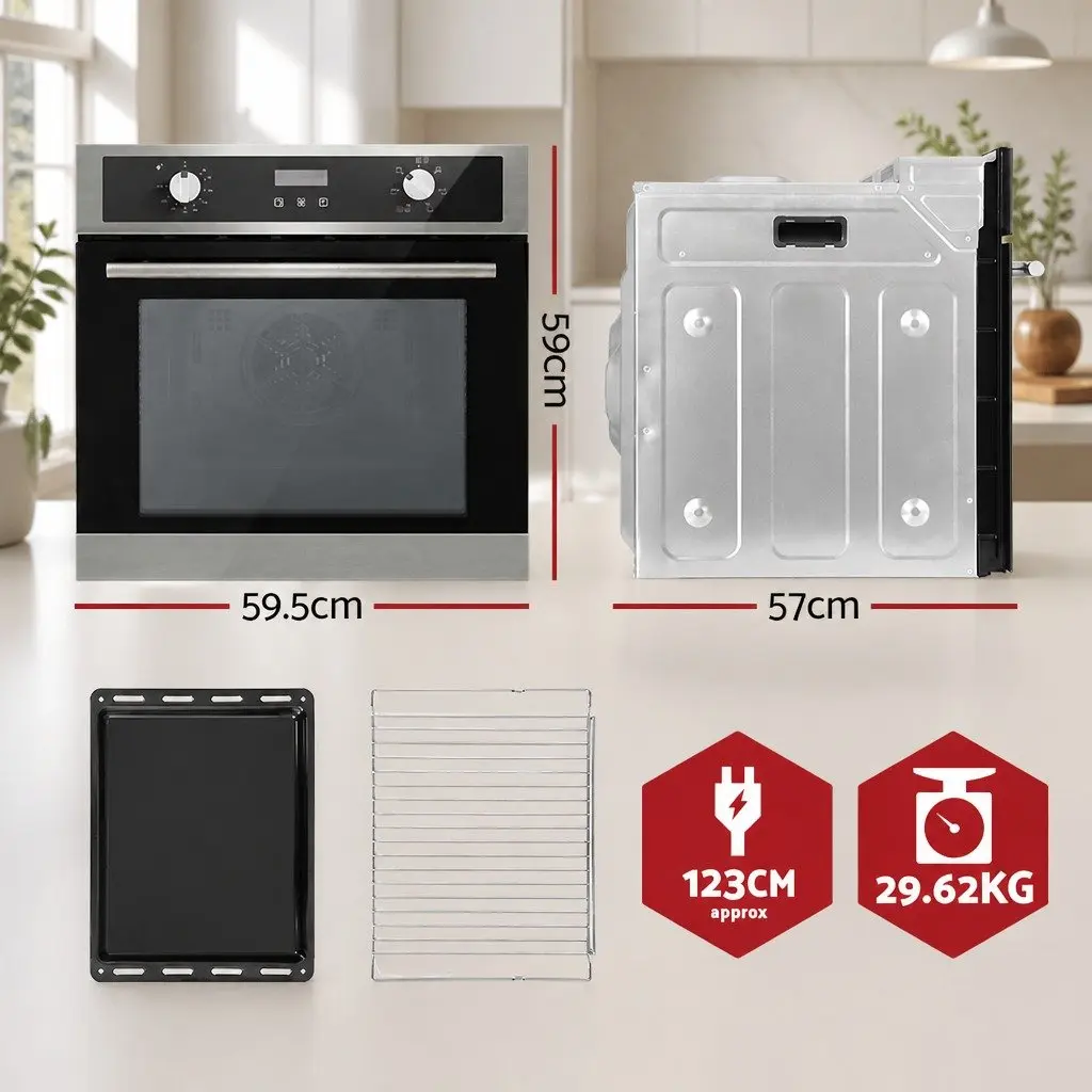 Built-In Electric Wall Oven 80L Convection Grill Kitchen Appliance Stainless