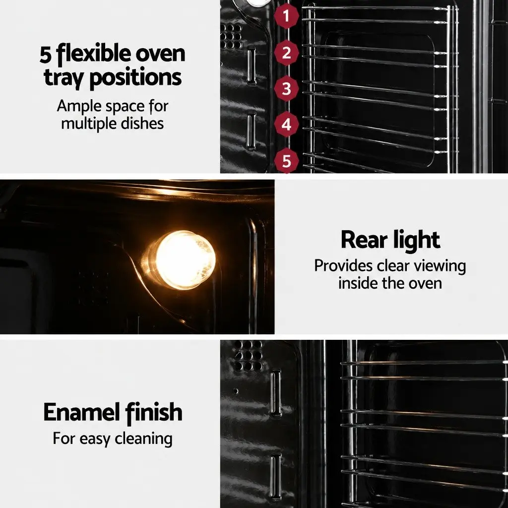 Built-In Electric Wall Oven 80L Convection Grill Kitchen Appliance Stainless