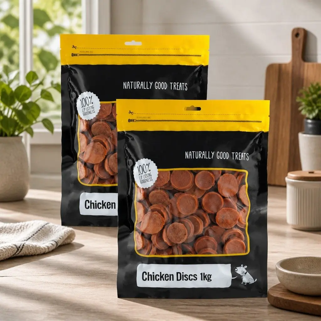 Dog Chicken Discs Oven Baked Treats High Protein Crunchy 1kg x 2 Pack