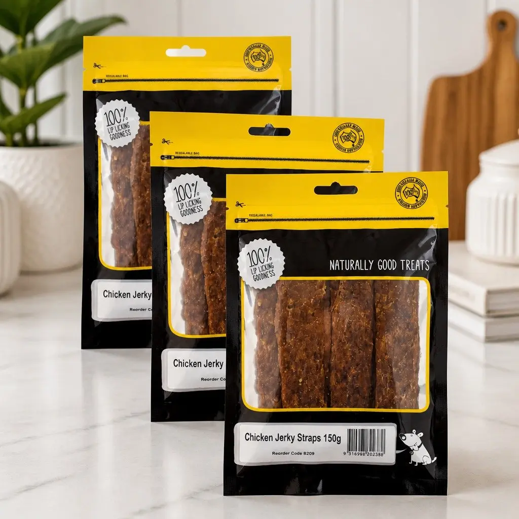 Chicken Jerky Straps Dog Treats 150g x 3 Pack Protein Rich Chewy Pet Reward