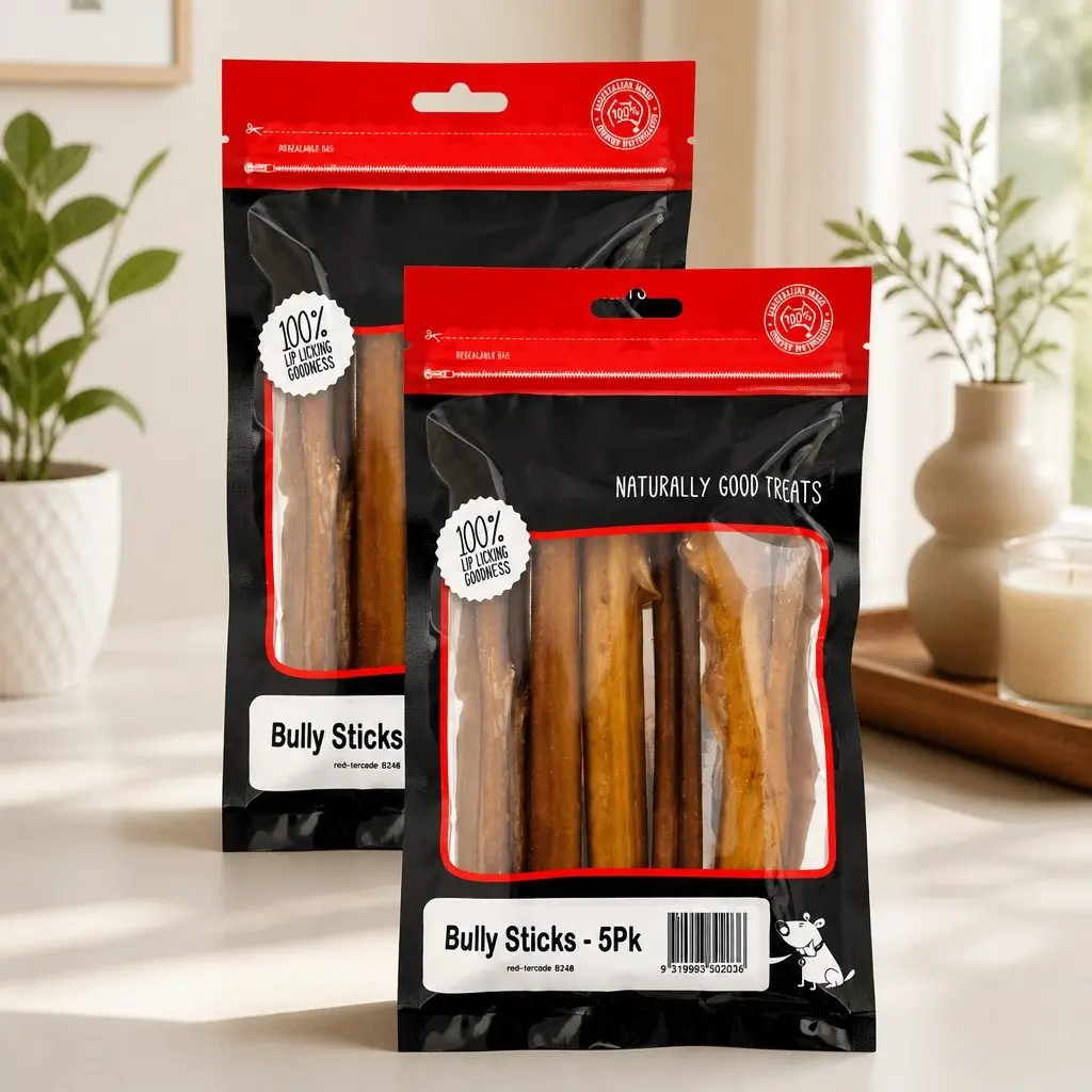 Bully Sticks Dog Chews Natural Beef 2 x 5 Pack Long Lasting Dental Chew
