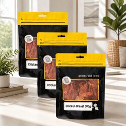 Dog Chicken Breast Treats 300g x 3 Pack Slow-Dried High Protein Natural Pet