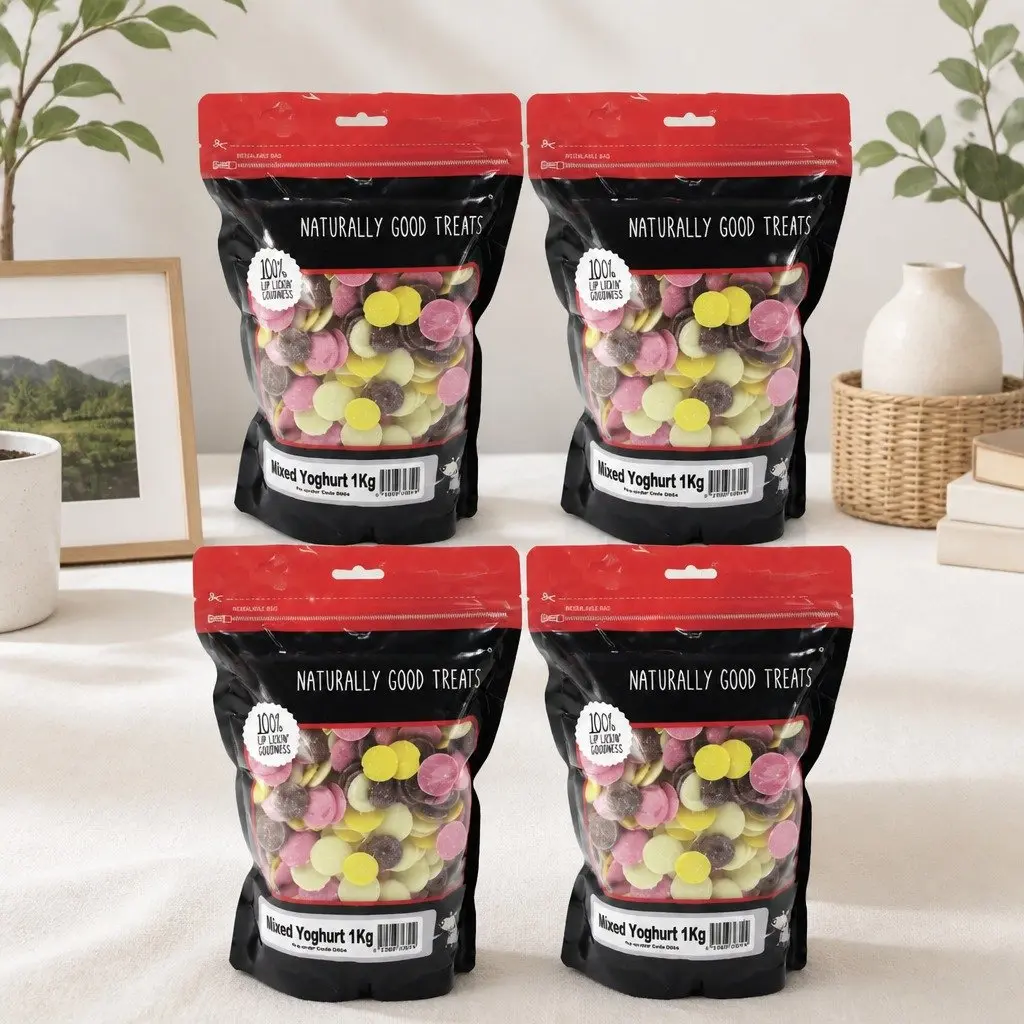 Dog Yoghurt Drops Training Treats 1kg x4 Pack Adult Dogs All Breeds Sizes