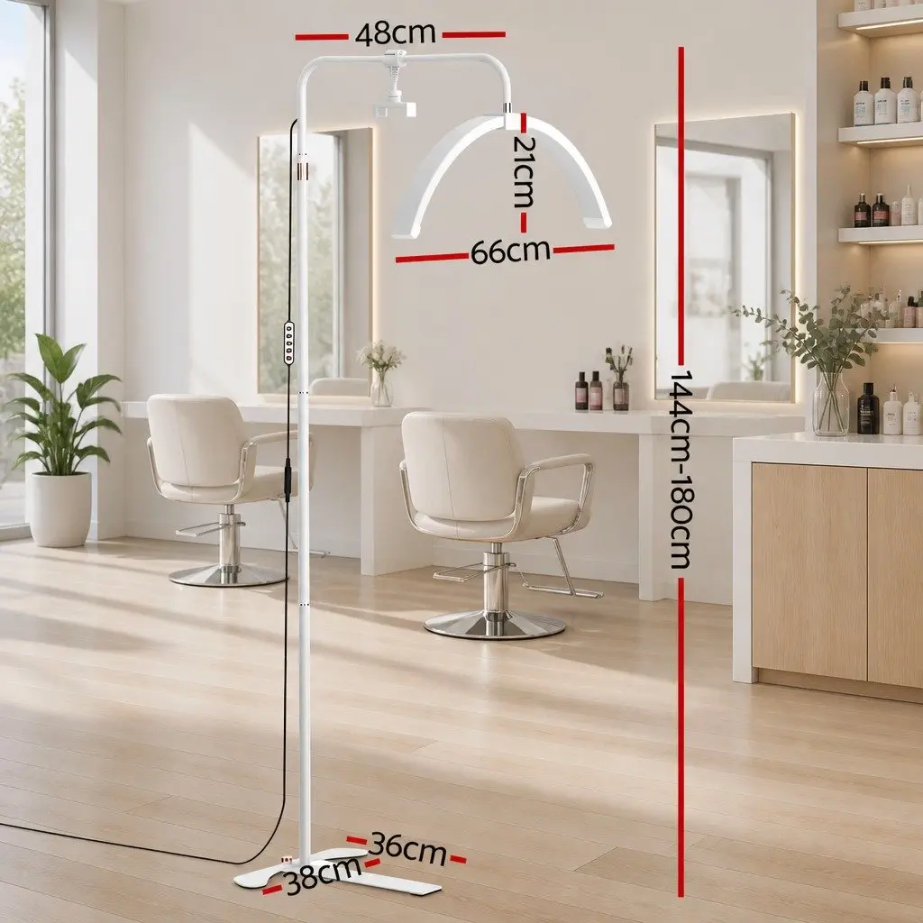 LED Makeup Mirror White Half Moon 360 Degree Rotation Adjustable Brightness Colour Temperature
