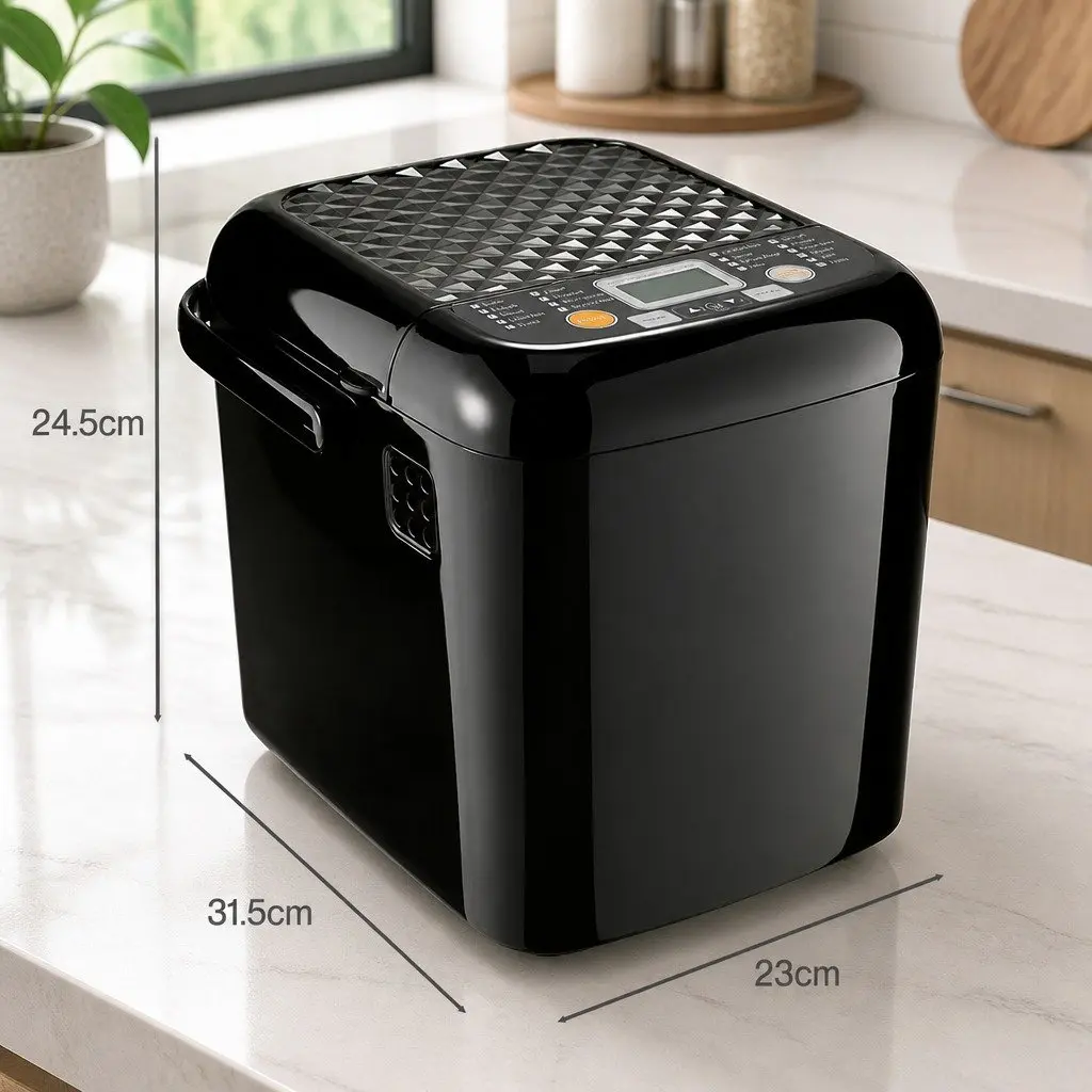 Bread Maker Machine Black 1 lb 1.2 lb Automatic Kneading 19 Programs LCD Display