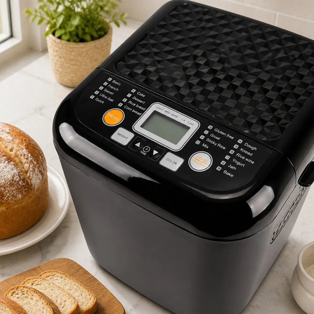 Bread Maker Machine Black 1 lb 1.2 lb Automatic Kneading 19 Programs LCD Display