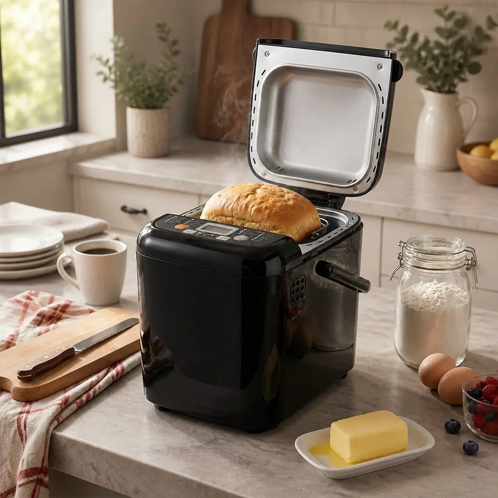 Bread Maker Machine Black 1 lb 1.2 lb Automatic Kneading 19 Programs LCD Display