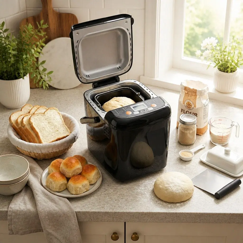 Bread Maker Machine Black 1 lb 1.2 lb Automatic Kneading 19 Programs LCD Display