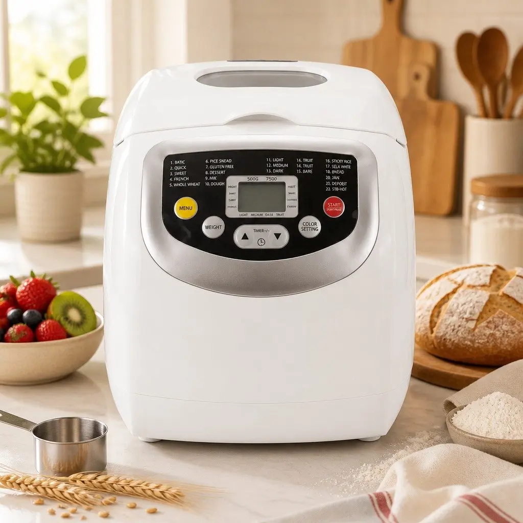 Automatic Bread Maker White 2lb Capacity 19 Program Non Stick Home Baking Oven