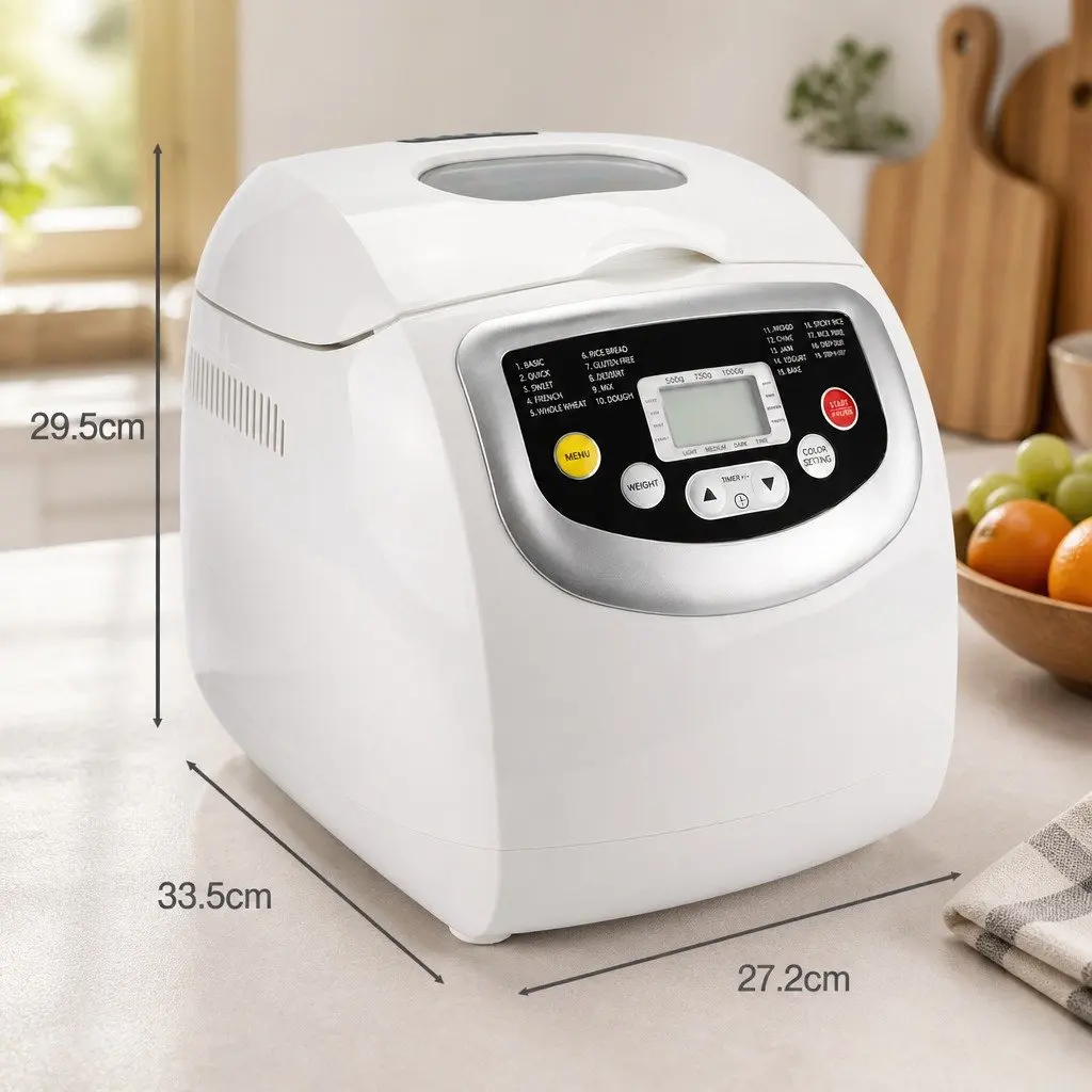 Automatic Bread Maker White 2lb Capacity 19 Program Non Stick Home Baking Oven