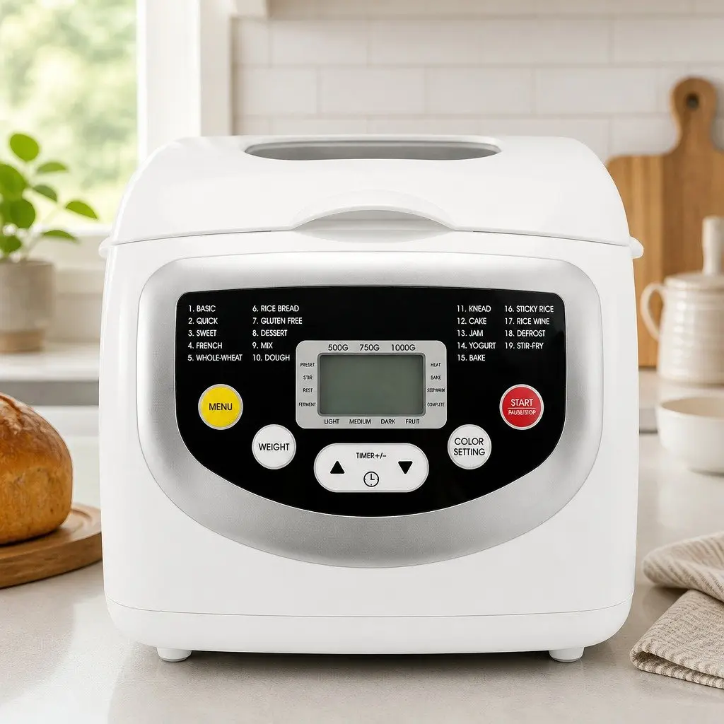 Automatic Bread Maker White 2lb Capacity 19 Program Non Stick Home Baking Oven